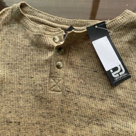 Distortion Boy's Khaki Long‎ Sleeve Crew Neck Thermal T-Shirt Cotton Size 10 New - Picture 3 of 11